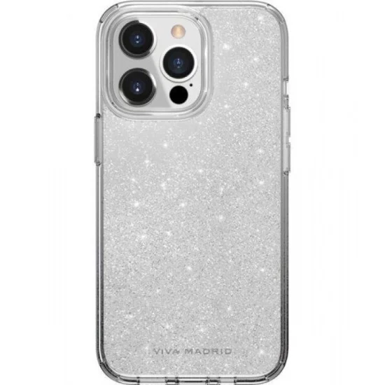 Viva Madrid Celeste Back Case for Apple iPhone 13 Pro Max - Clear/Silver Glitters